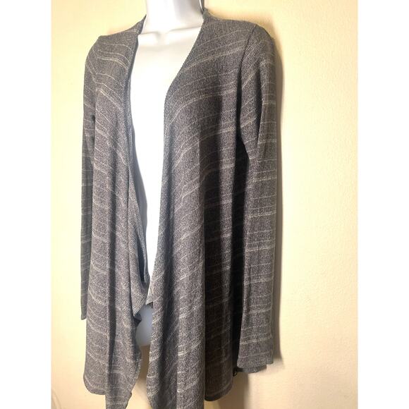 Volcom gray open-front cardigan with a blue-Gray striped pattern size small - Picture 3 of 13